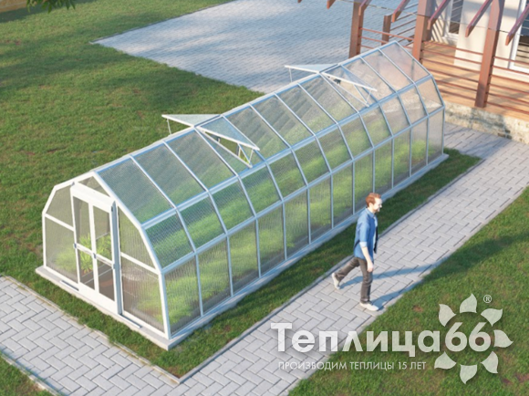 Теплица Рада Ладога из поликарбоната, 2.65х8 метров, белая